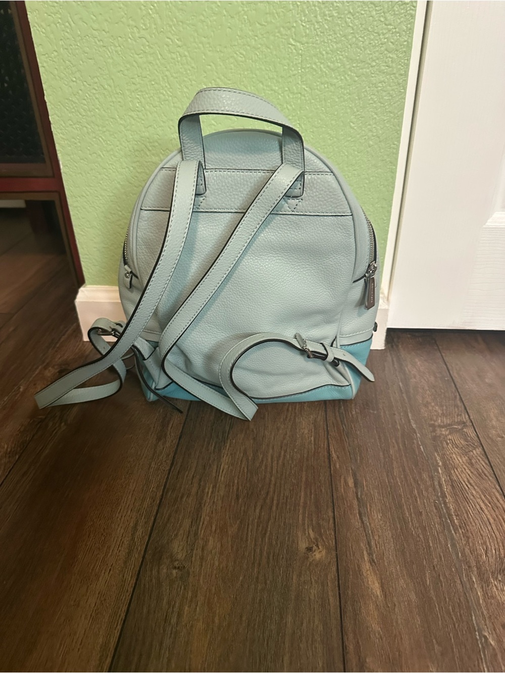 Michael Kors Light Blue and Aqua Pebbled Leather Backpack - Picture 2 of 8